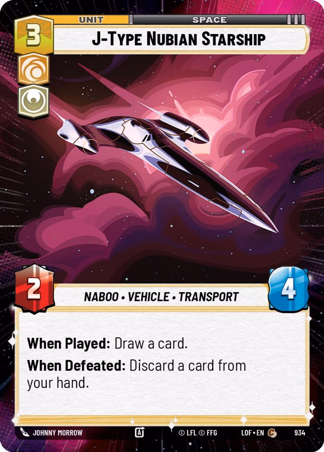 J-Type Nubian Starship LOF-934 Hyperspace Foil Star Wars Unlimited card