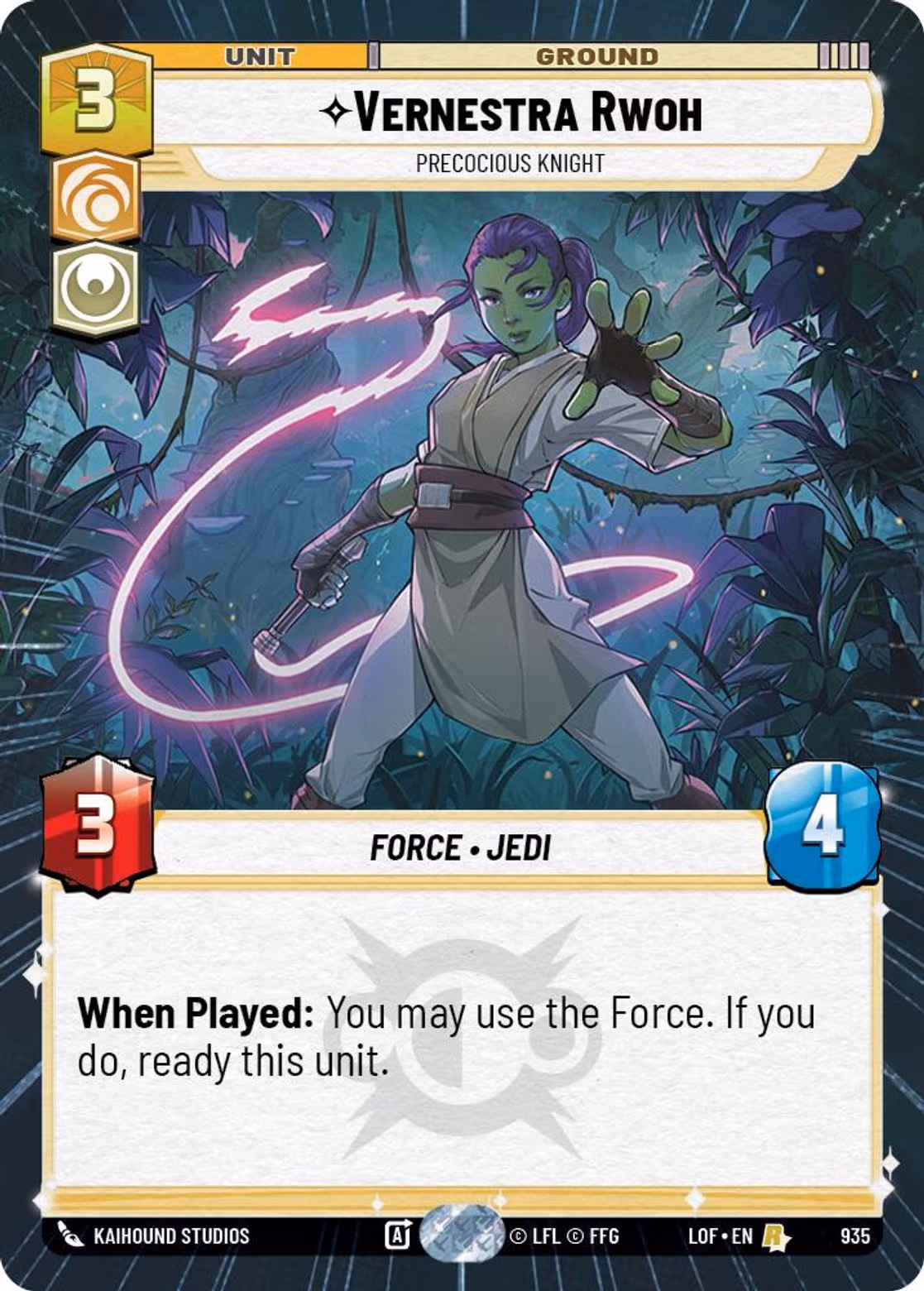 Vernestra Rwoh - Precocious Knight LOF-935 Hyperspace Foil Star Wars Unlimited card