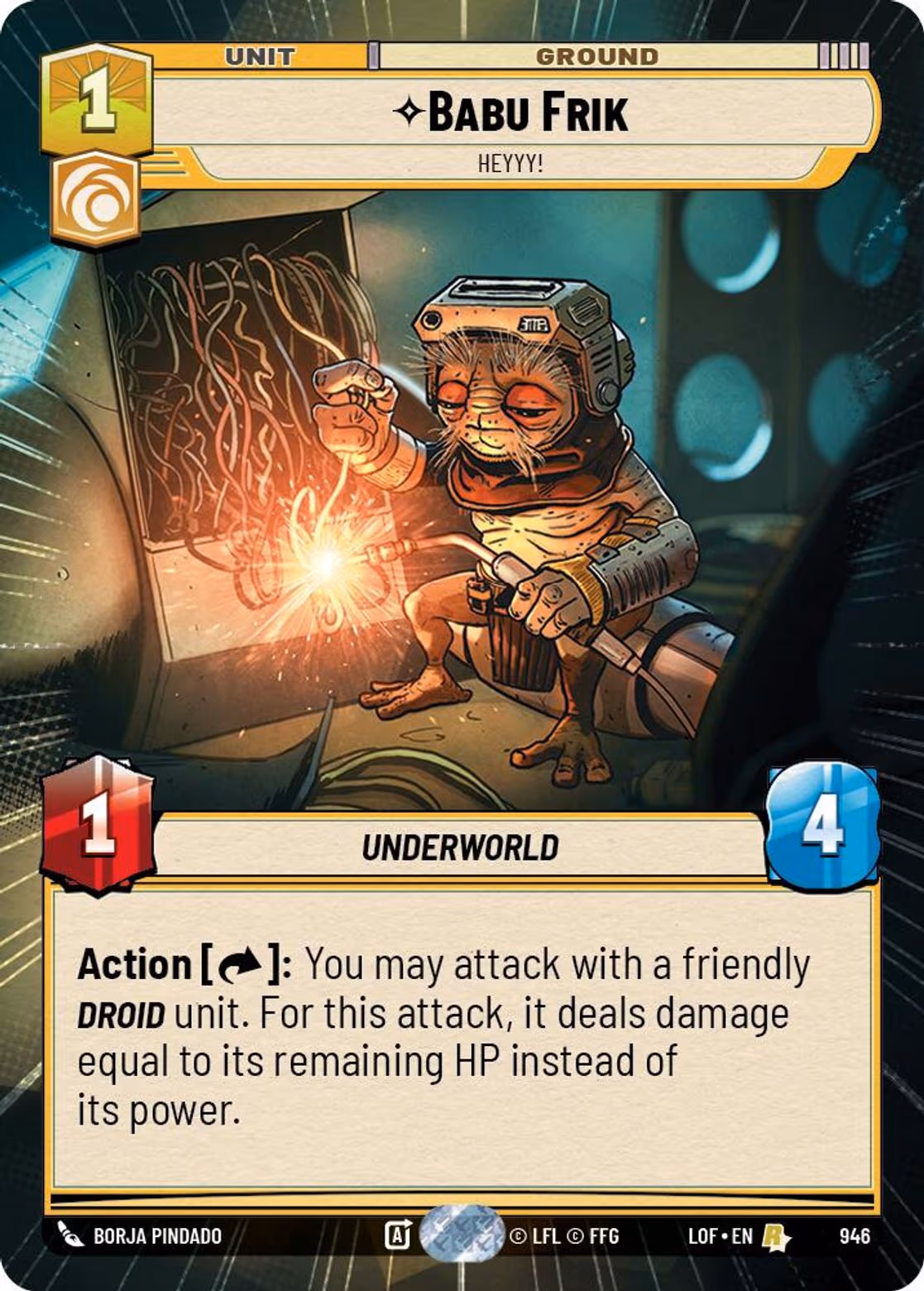 Babu Frik - Heyyy! LOF-946 Hyperspace Foil Star Wars Unlimited card