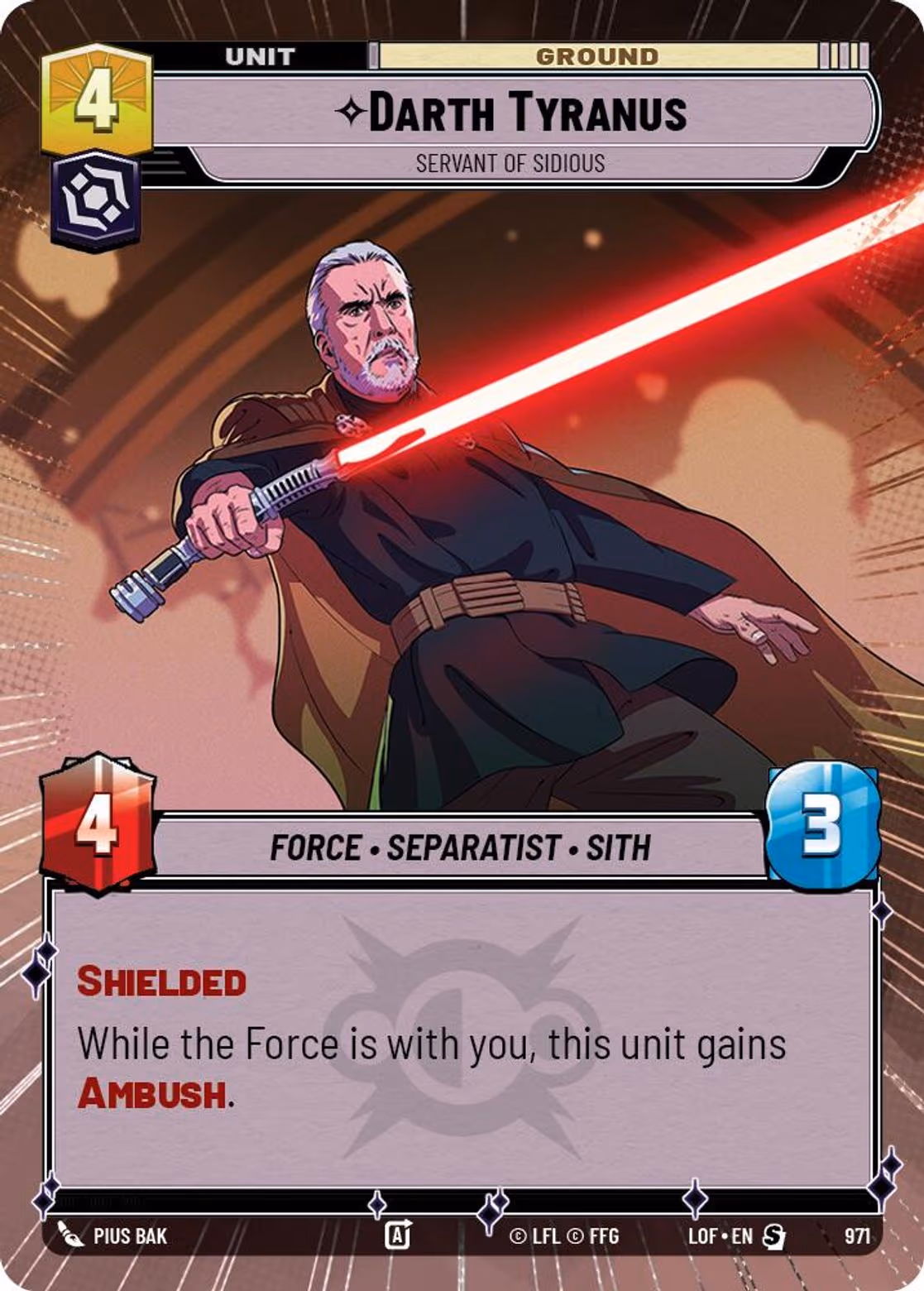 Darth Tyranus - Servant of Sidious LOF-971 Hyperspace Foil Star Wars Unlimited card