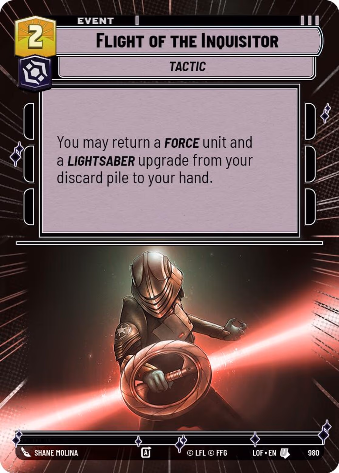 Flight of the Inquisitor LOF-980 Hyperspace Foil Star Wars Unlimited card