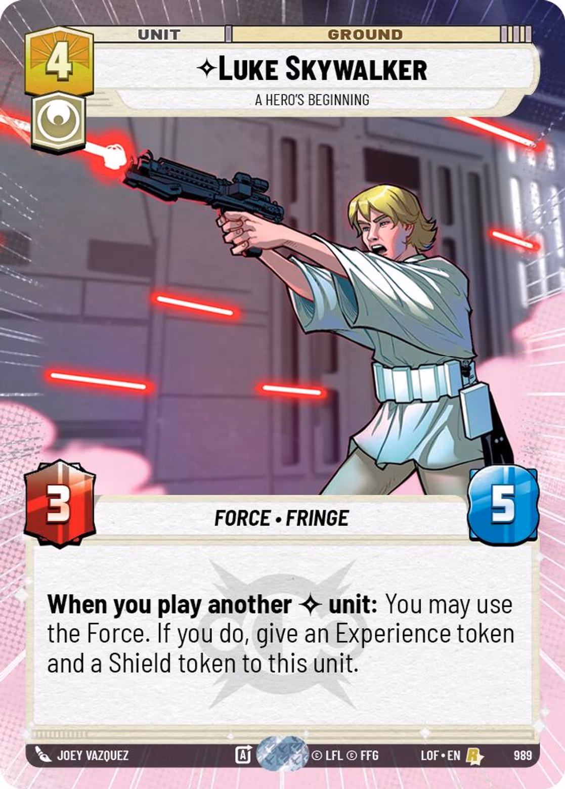 Luke Skywalker - A Hero's Beginning LOF-989 Hyperspace Foil Star Wars Unlimited card