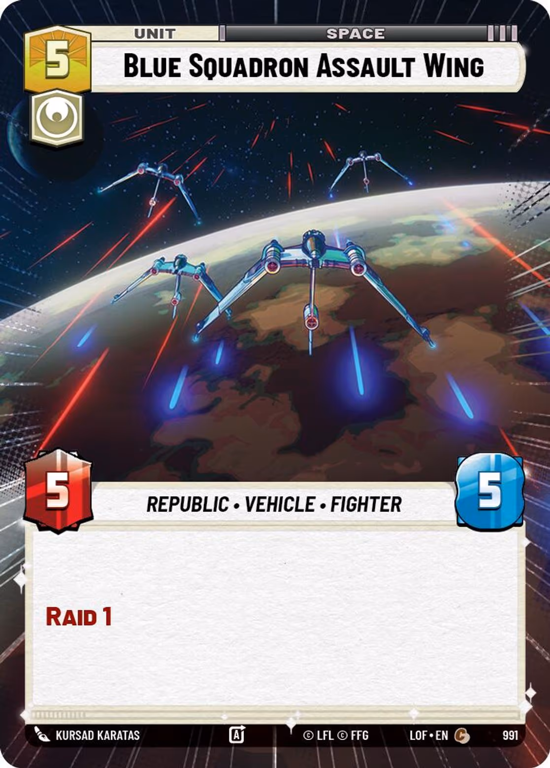 Blue Squadron Assault Wing LOF-991 Hyperspace Foil Star Wars Unlimited card
