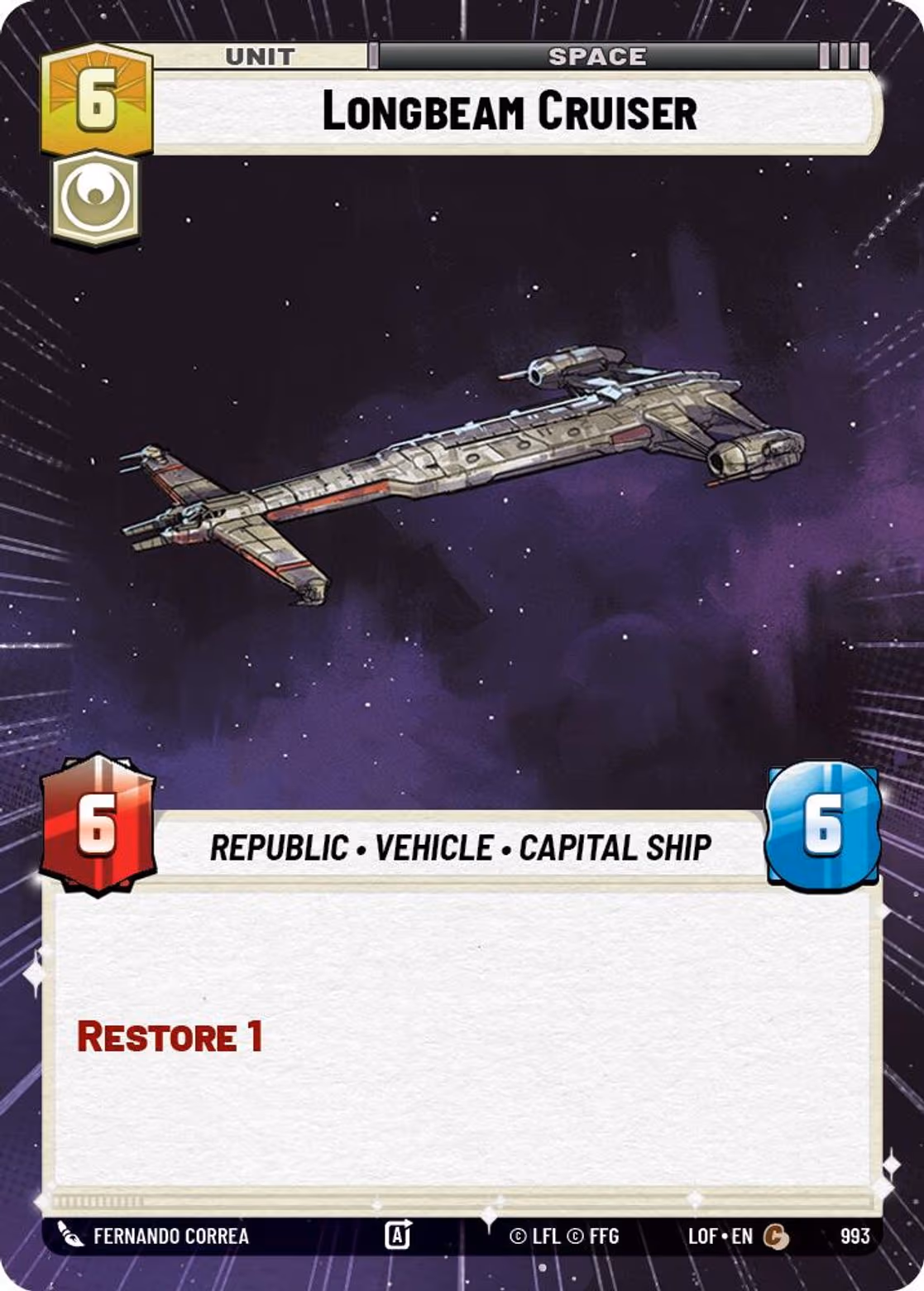 Longbeam Cruiser LOF-993 Hyperspace Foil Star Wars Unlimited card