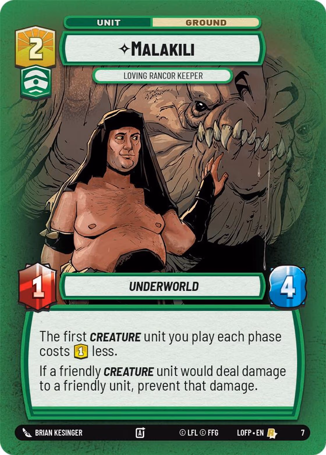 Malakili - Loving Rancor Keeper LOFOP-07 Star Wars Unlimited card