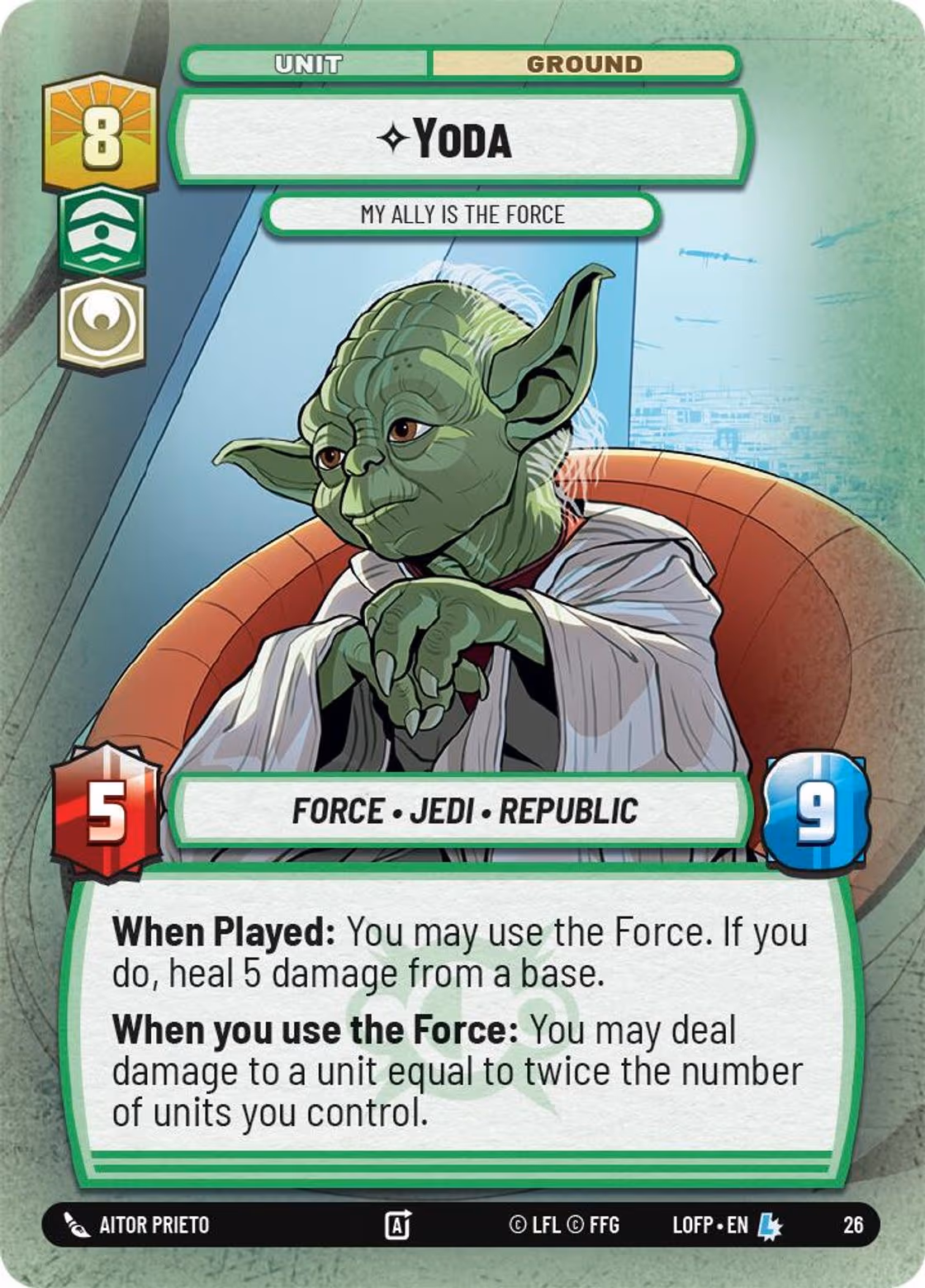 Yoda - My Ally is the Force LOFOP-26 OP Promo Foil Star Wars Unlimited card