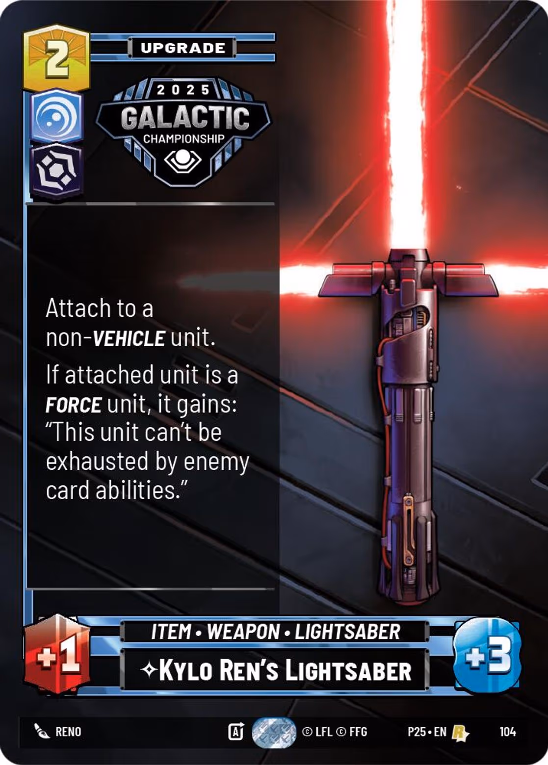 Kylo Ren's Lightsaber P25-104 Star Wars Unlimited card