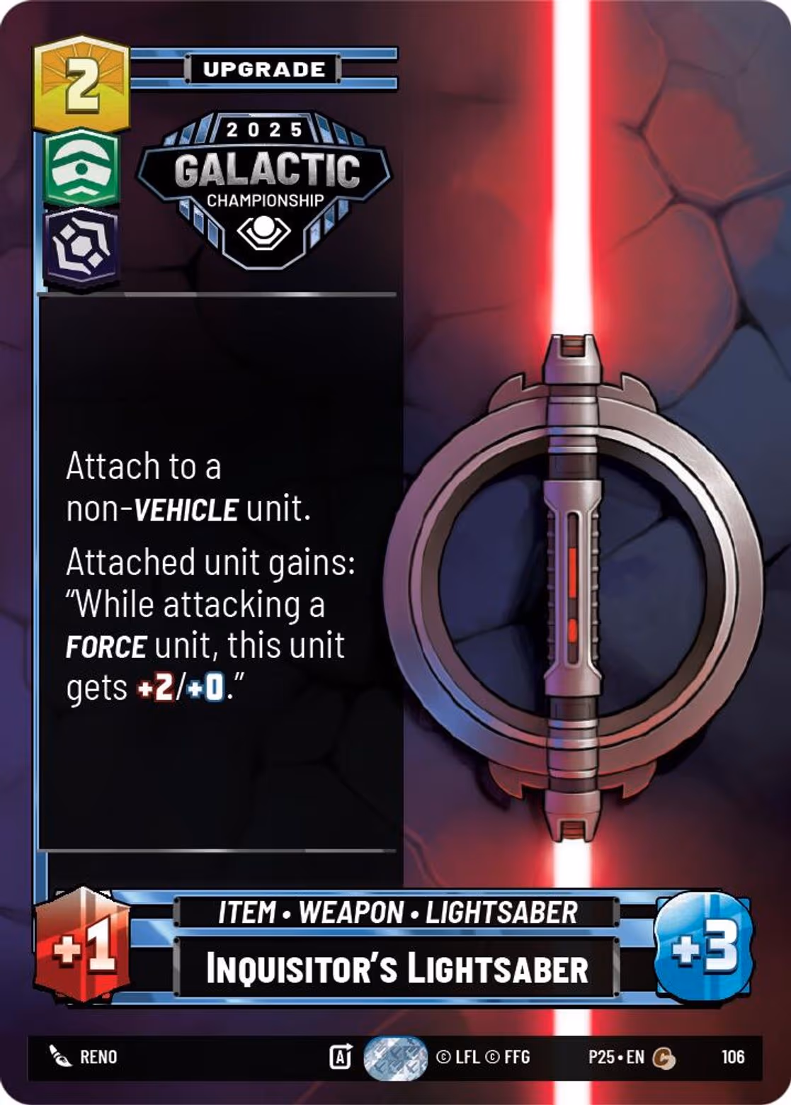 Inquisitor's Lightsaber P25-106 Star Wars Unlimited card