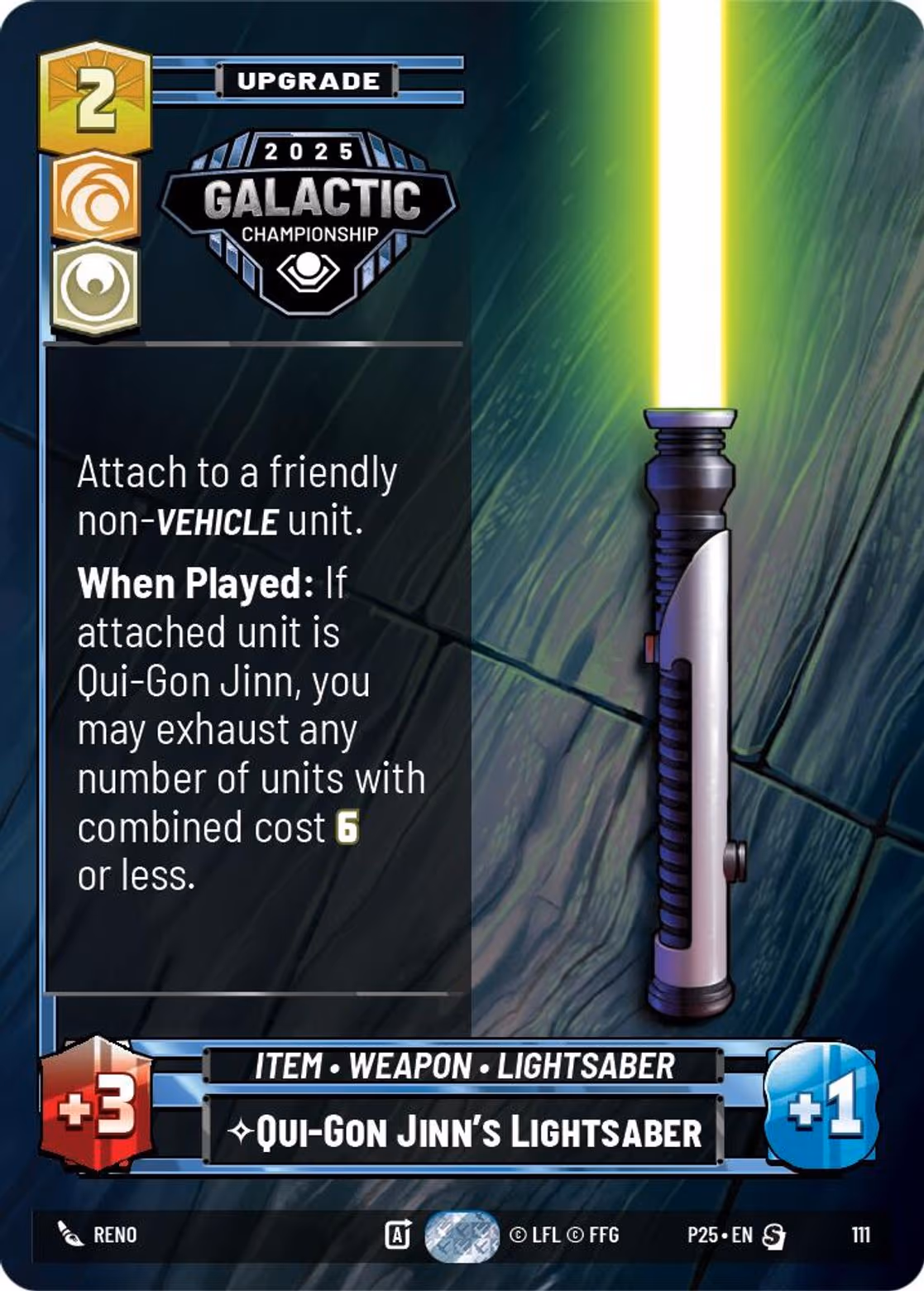 Qui-Gon Jinn's Lightsaber P25-111 Star Wars Unlimited card