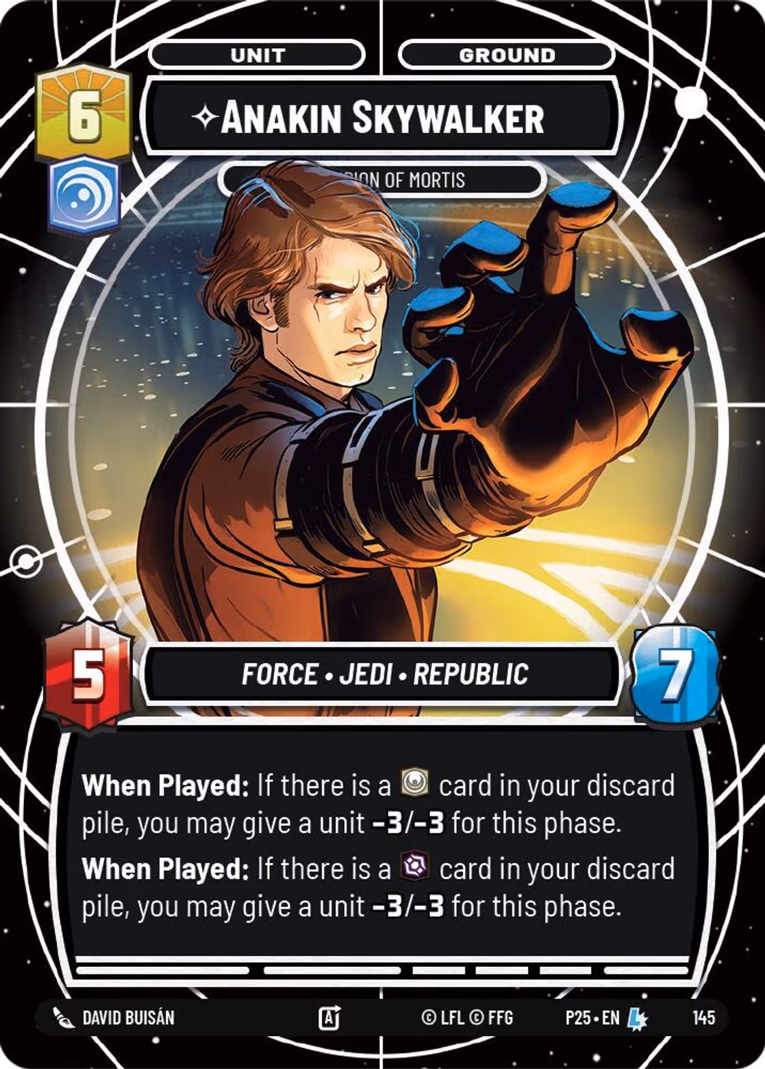 Anakin Skywalker - Champion of Mortis P25-145 SQ Day Two Star Wars Unlimited card