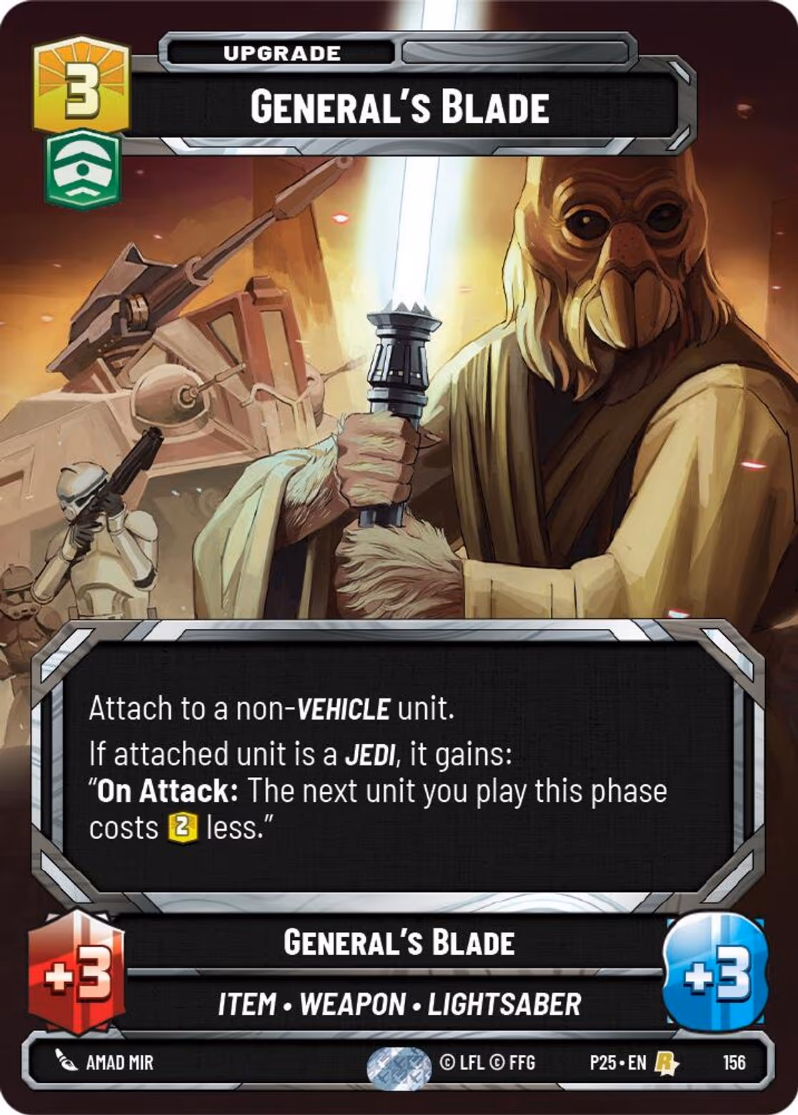 General's Blade P25-156 RQ Prize Wall Star Wars Unlimited card