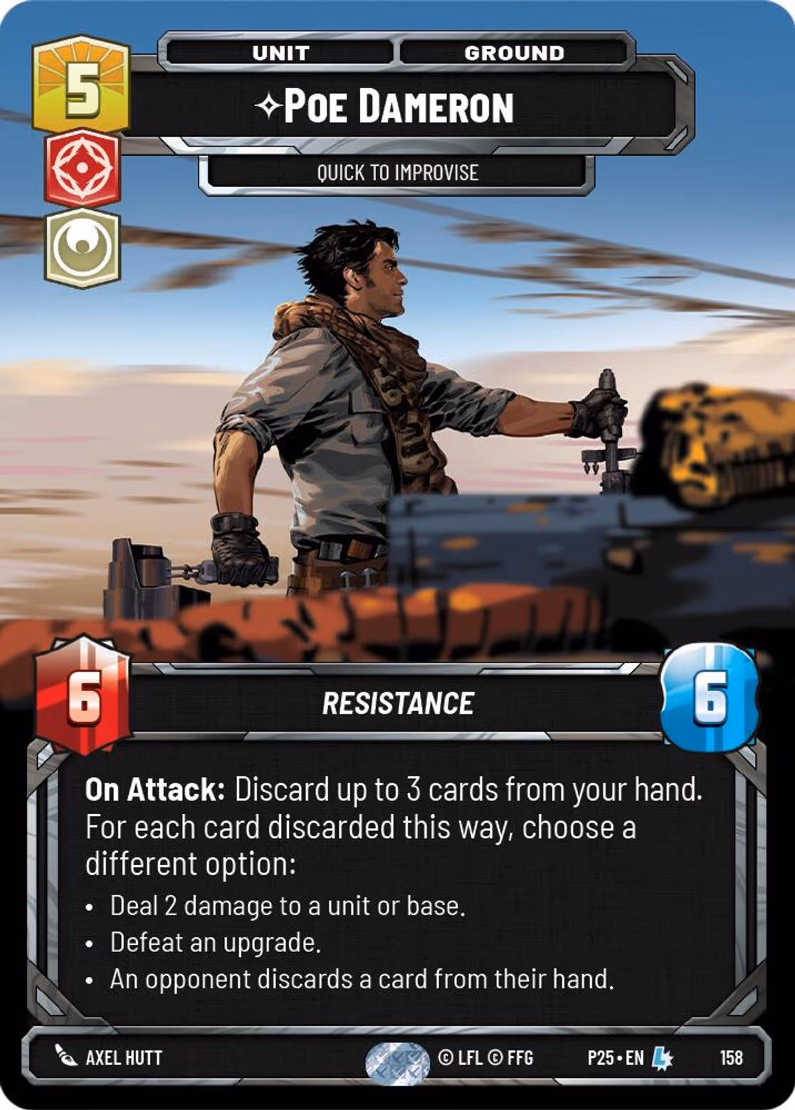 Poe Dameron - Quick to Improvise P25-158 RQ Prize Wall Star Wars Unlimited card