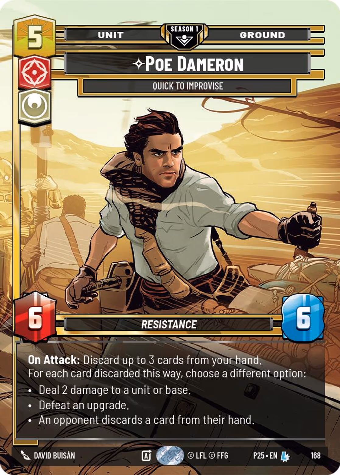 Poe Dameron - Quick to Improvise P25-168 Star Wars Unlimited card