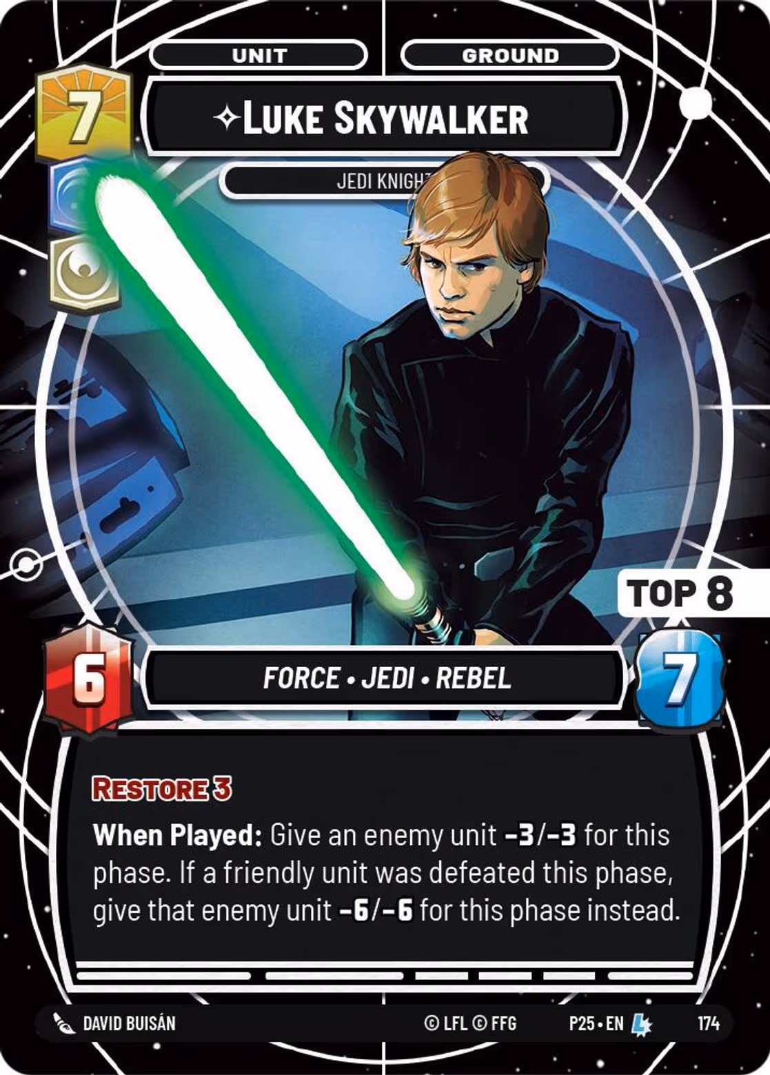 Luke Skywalker - Jedi Knight P25-174 RQ Top 8 Star Wars Unlimited card