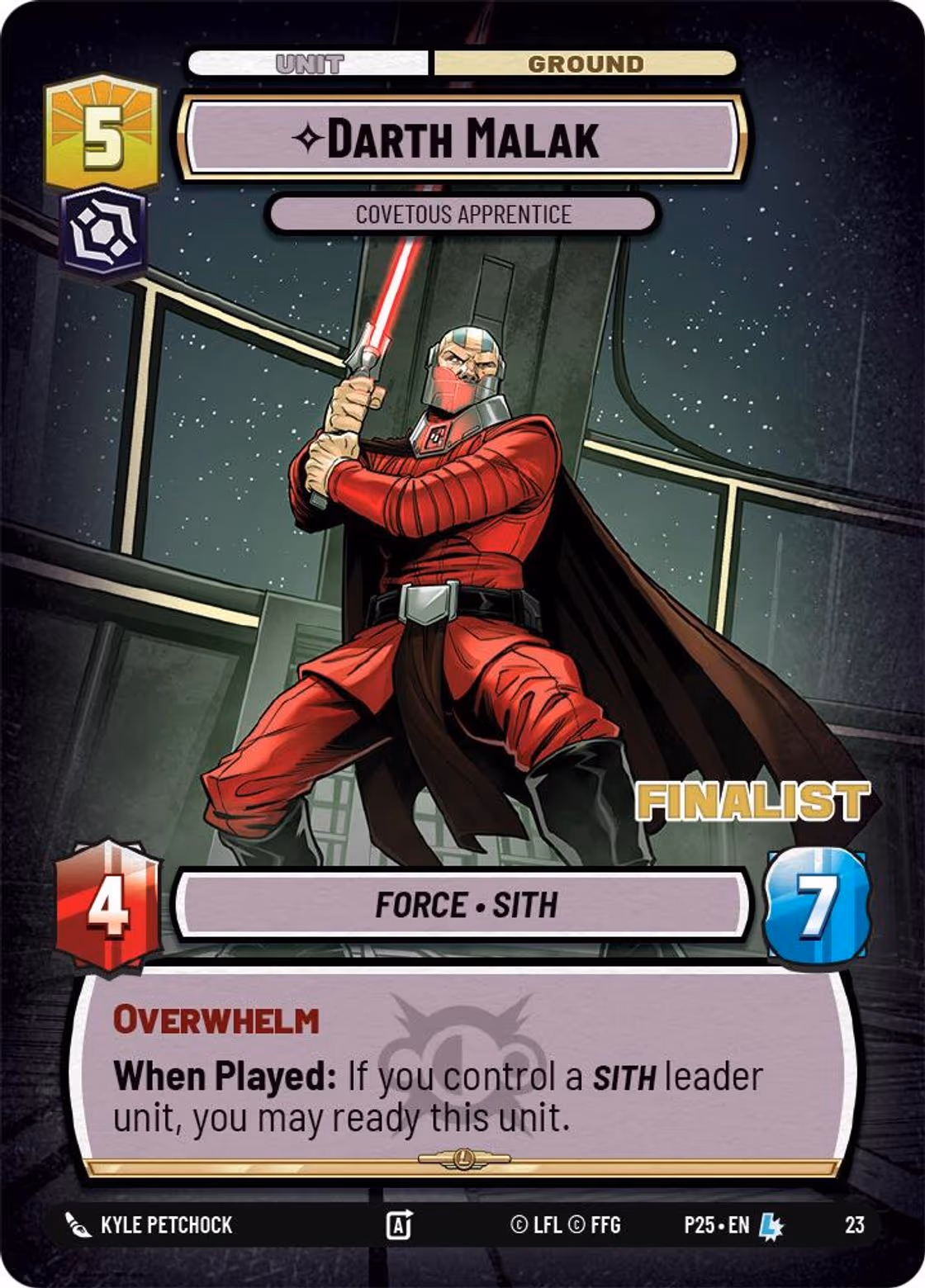 Darth Malak - Covetous Apprentice P25-23 PQ Finalist Star Wars Unlimited card