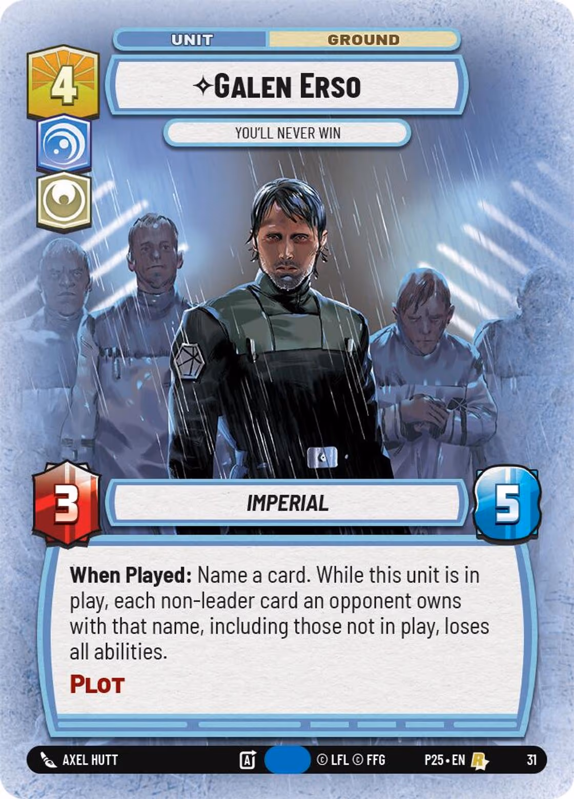 Galen Erso - You'll Never Win P25-31 PQ Participation Star Wars Unlimited card