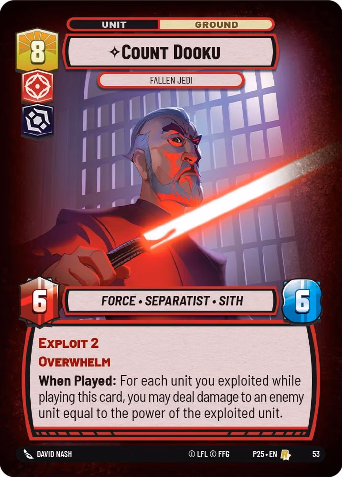 Count Dooku - Fallen Jedi P25-53 Star Wars Unlimited card