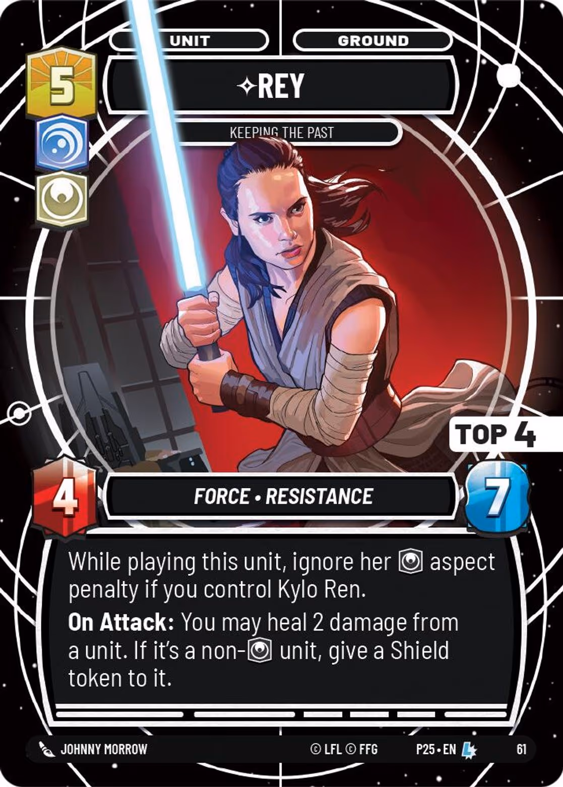 Rey - Keeping the Past P25-61 RQ Top 4 Star Wars Unlimited card