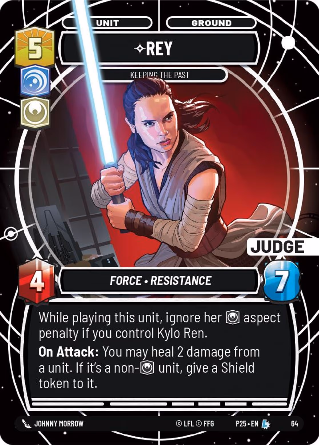 Rey - Keeping the Past P25-64 RQ Judge Star Wars Unlimited card