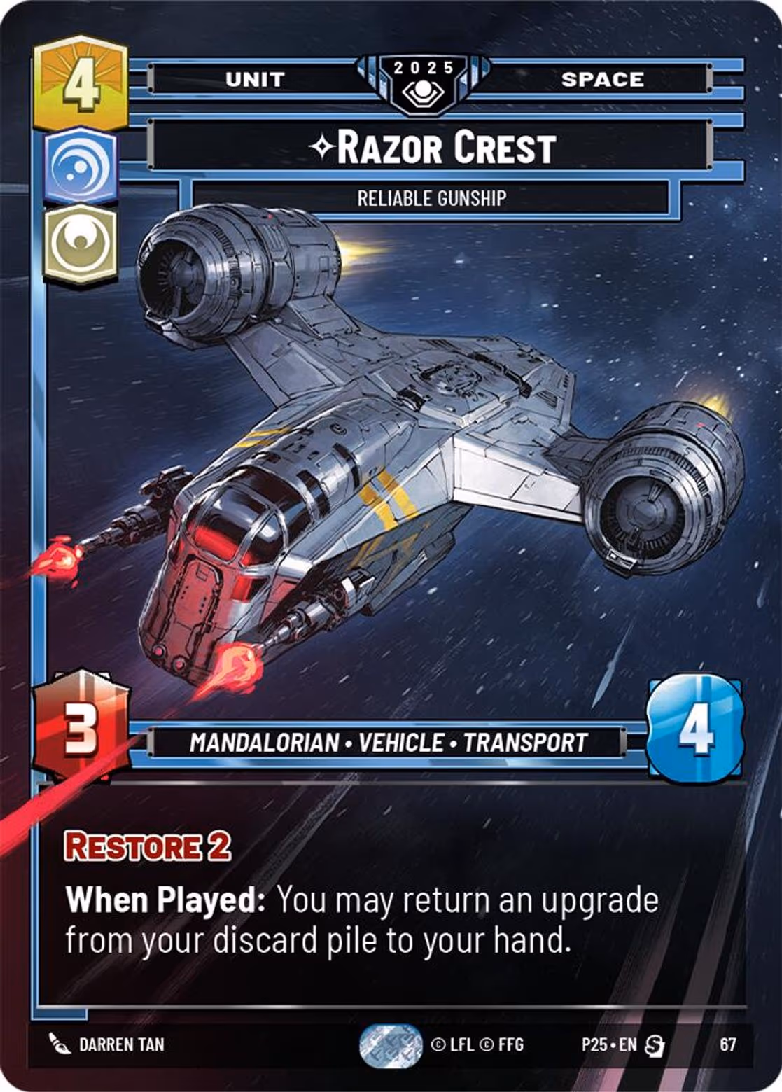 Razor Crest - Reliable Gunship P25-67 Star Wars Unlimited card