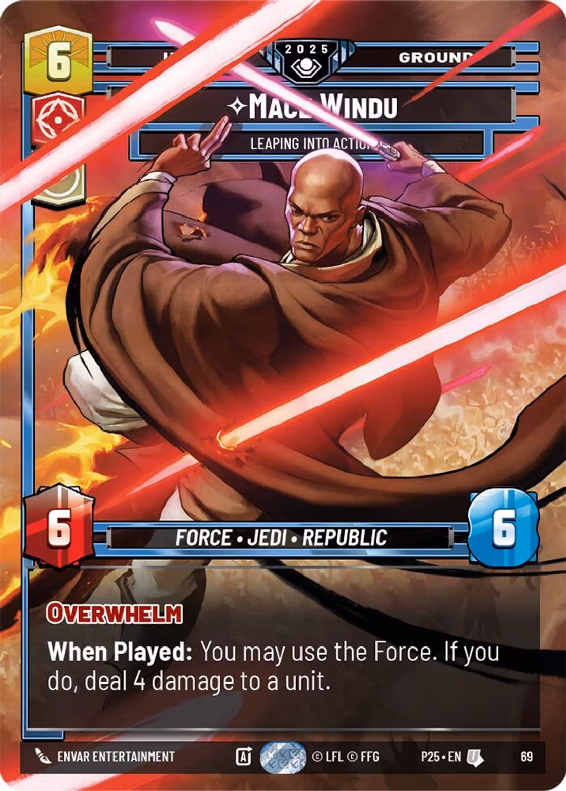 Mace Windu - Leaping into Action P25-69 Star Wars Unlimited card