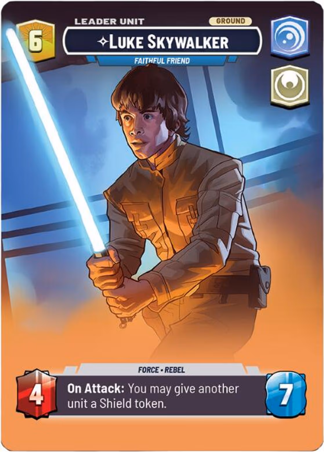 Luke Skywalker - Faithful Friend P25-73 Star Wars Unlimited card (back face)