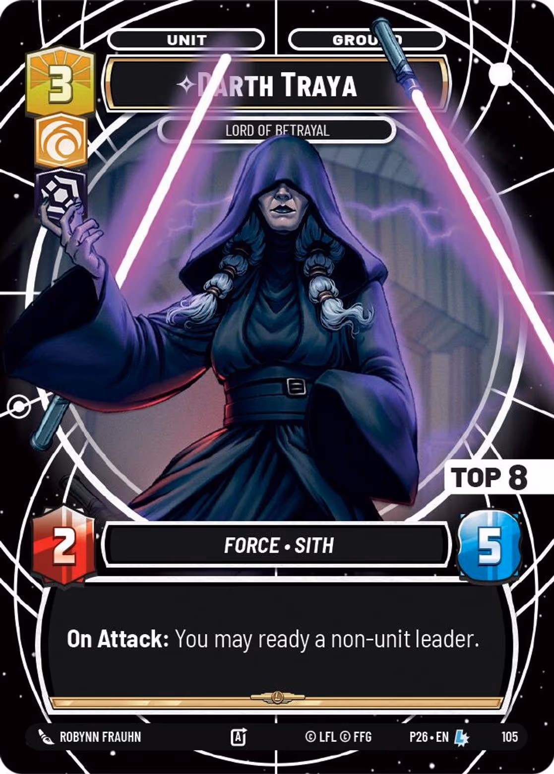 Darth Traya - Lord of Betrayal P26-105 RQ Top 8 Star Wars Unlimited card
