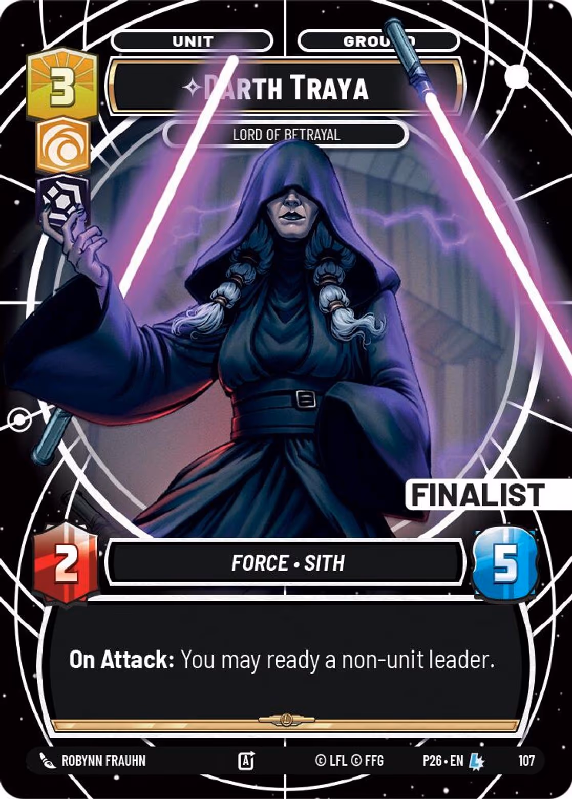 Darth Traya - Lord of Betrayal P26-107 RQ Finalist Star Wars Unlimited card