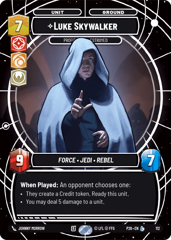 Luke Skywalker - Profit or be Destroyed P26-112 RQ Day Two Star Wars Unlimited card