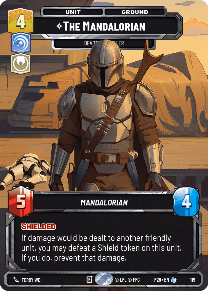 The Mandalorian - Devoted Rescuer P26-119 S1 Leaderboard Prize Star Wars Unlimited card