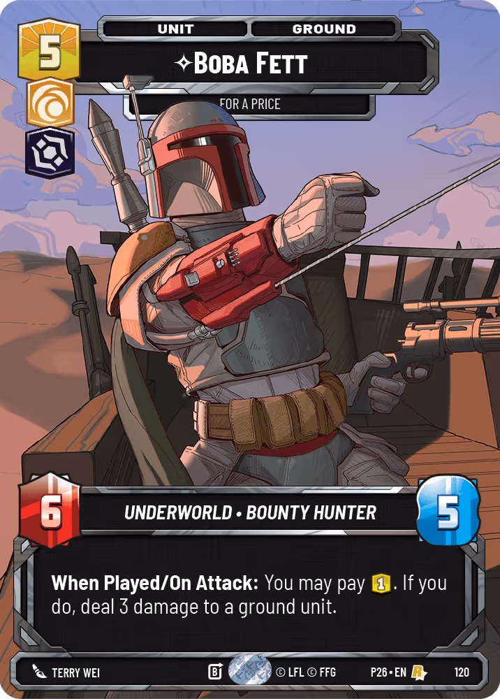 Boba Fett - For a Price P26-120 S1 Leaderboard Prize Star Wars Unlimited card
