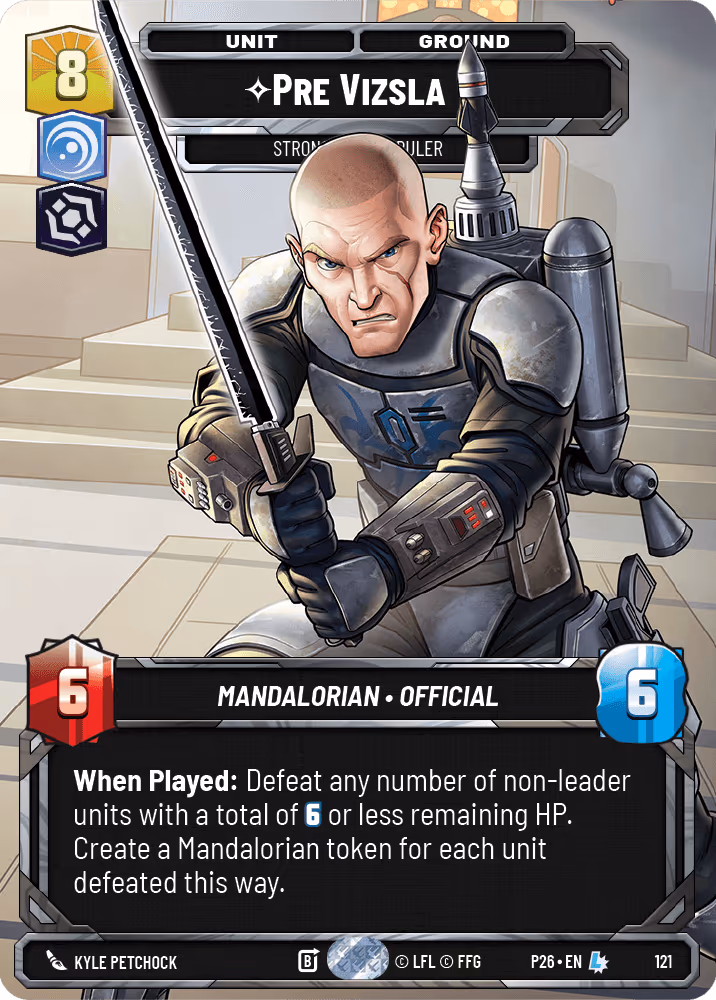 Pre Vizsla - Strong-Willed Ruler P26-121 S1 Leaderboard Prize Star Wars Unlimited card