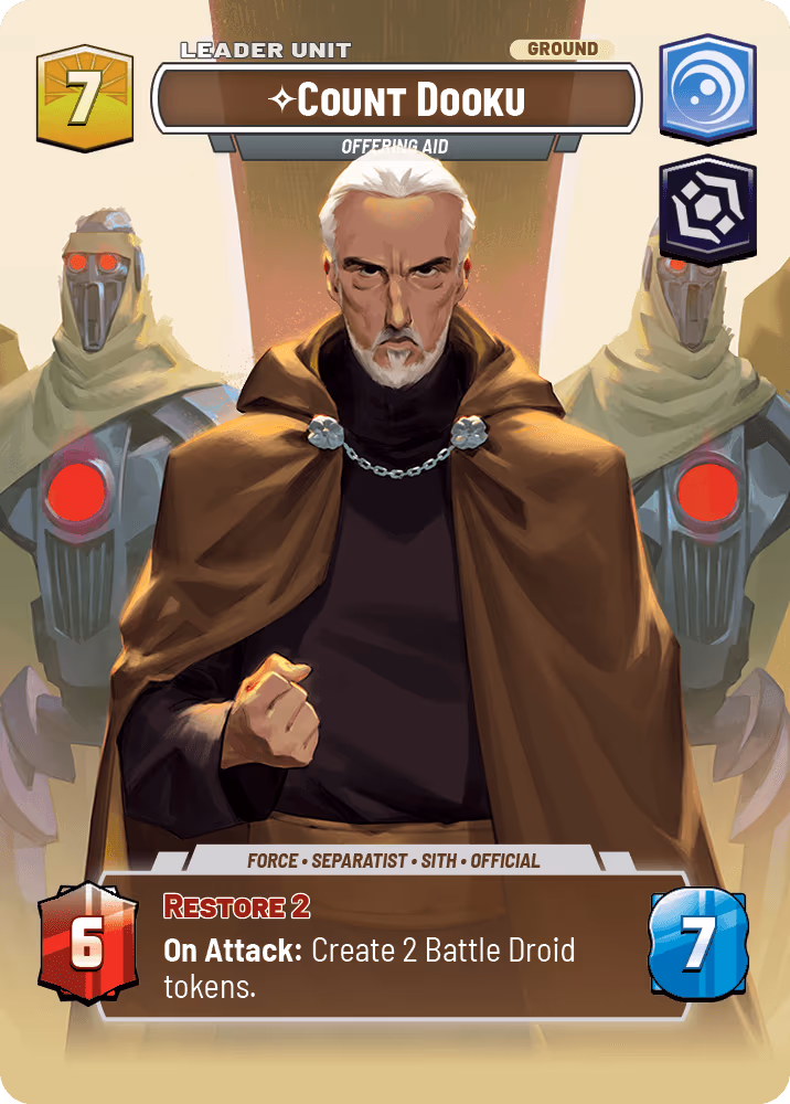 Count Dooku - Offering Aid P26-133 Star Wars Unlimited card (back face)