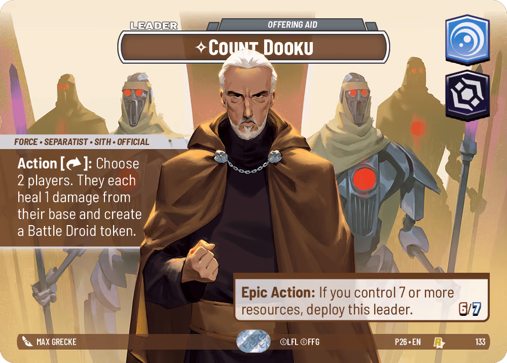 Count Dooku Star Wars Unlimited leader card