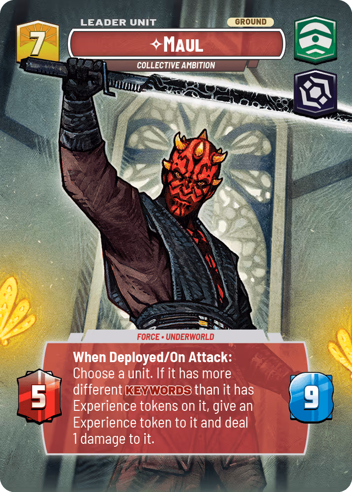 Maul - Collective Ambition P26-135 Star Wars Unlimited card (back face)