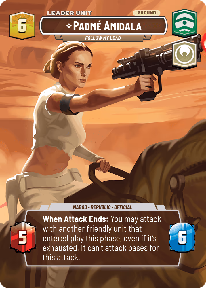 Padmé Amidala - Follow My Lead P26-136 Star Wars Unlimited card (back face)