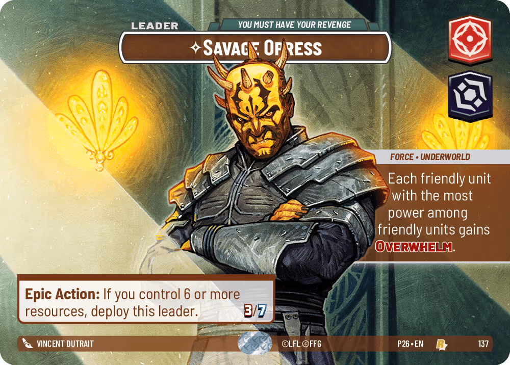 Savage Opress Star Wars Unlimited leader card