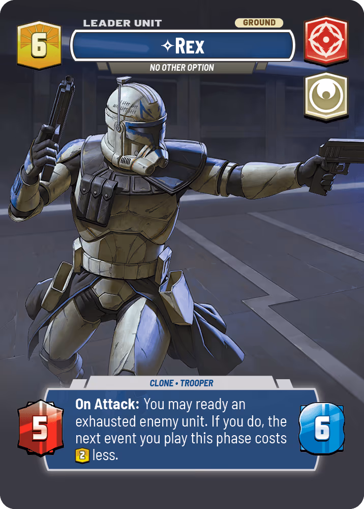 Rex - No Other Option P26-138 Star Wars Unlimited card (back face)