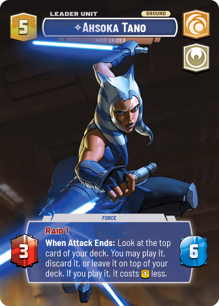 Ahsoka Tano - I Have an Idea P26-140 Star Wars Unlimited card (back face)