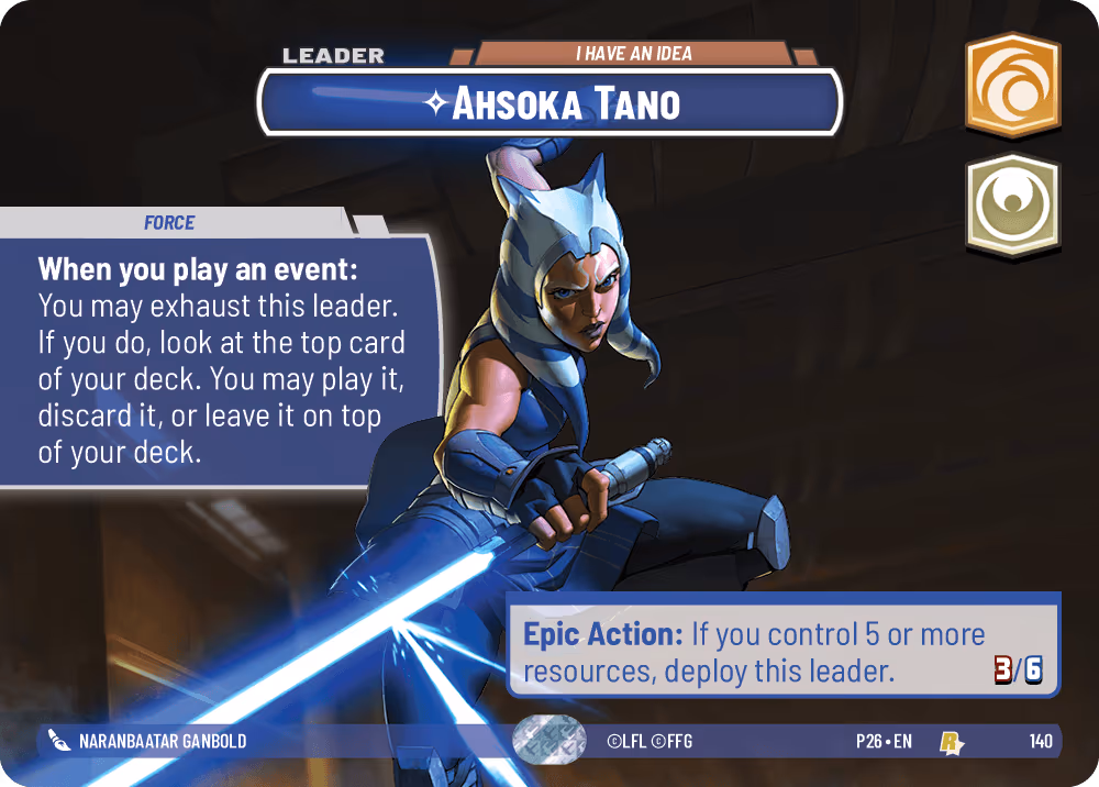 Ahsoka Tano - I Have an Idea P26-140 Star Wars Unlimited card