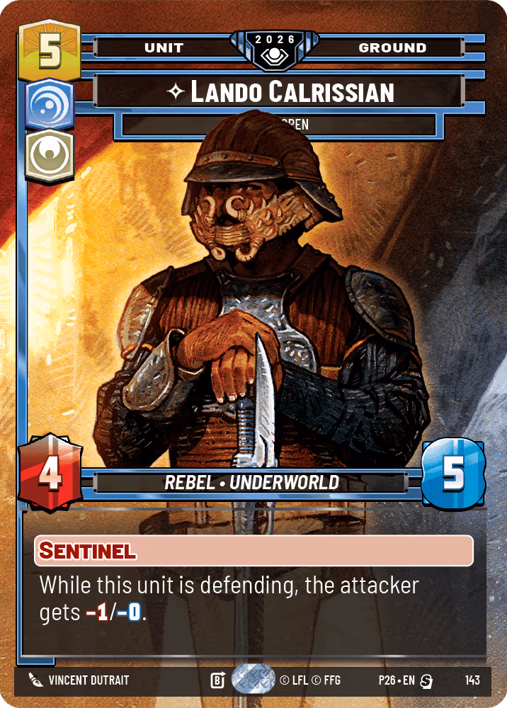 Lando Calrissian - Eyes Open P26-143 Star Wars Unlimited card