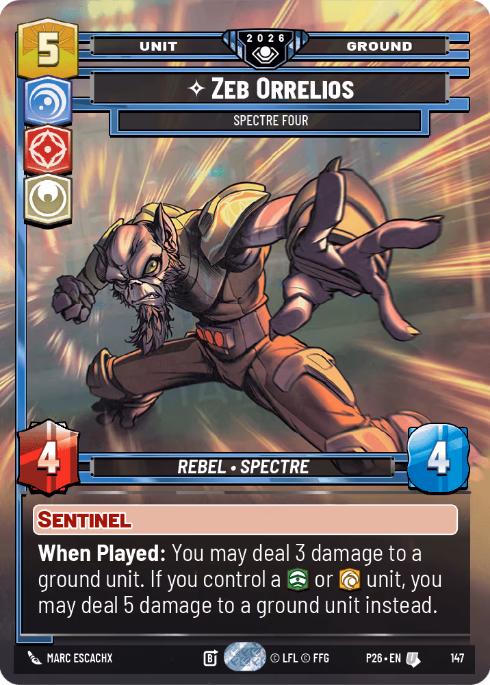 Zeb Orellios - Spectre Four P26-147 Star Wars Unlimited card
