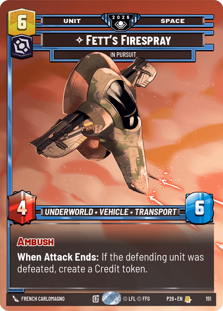 Fett's Firespray - In Pursuit P26-151 Star Wars Unlimited card