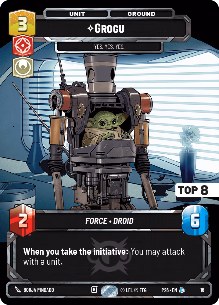Grogu - Yes. Yes. Yes. P26-16 Store Showdown Top 8 Star Wars Unlimited card