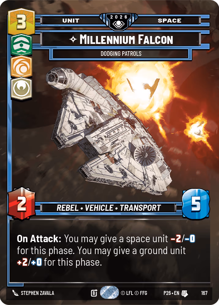 Millennium Falcon - Dodging Patrols P26-167 GC Silver Pack Star Wars Unlimited card