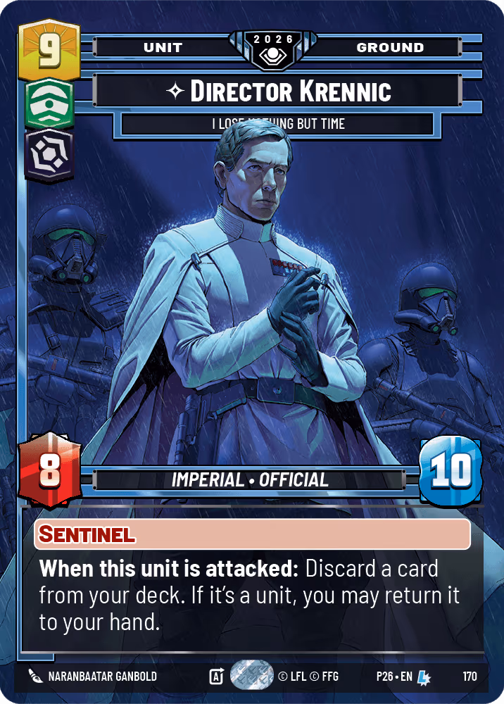 Director Krennic - I Lose Nothing But Time P26-170 GC Silver Pack Star Wars Unlimited card