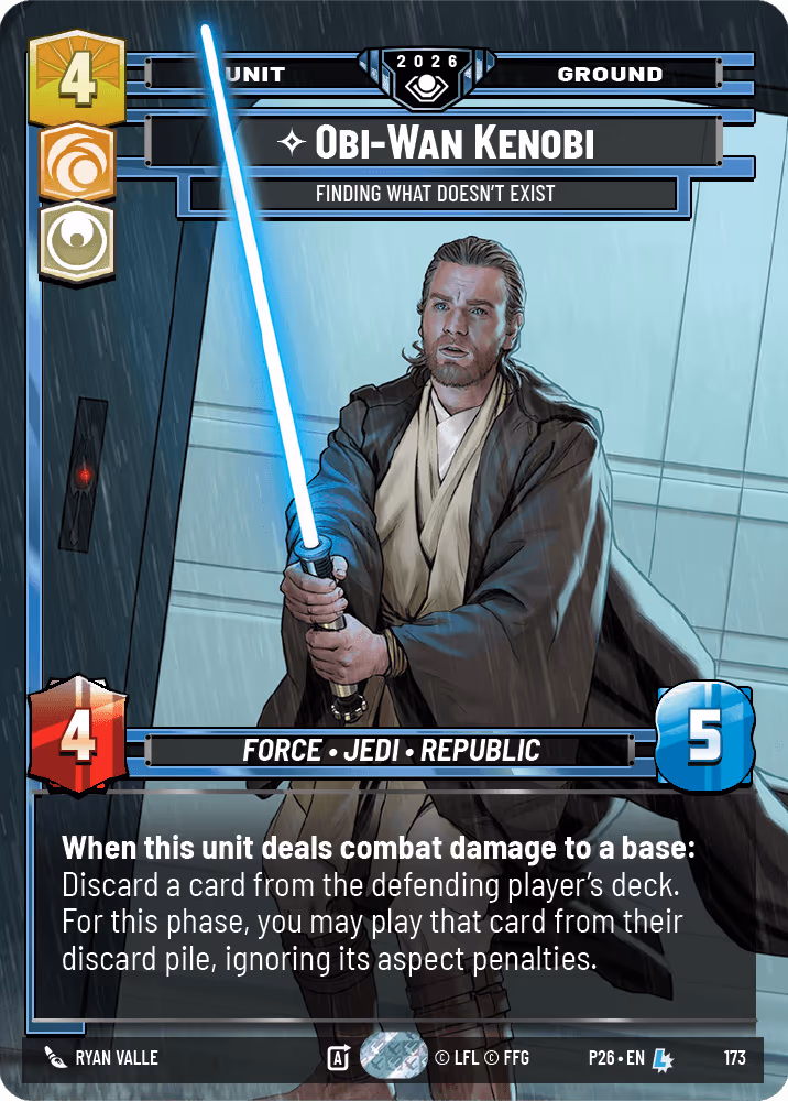 Obi-Wan Kenobi - Finding What Doesn't Exist P26-173 GC Silver Pack Star Wars Unlimited card