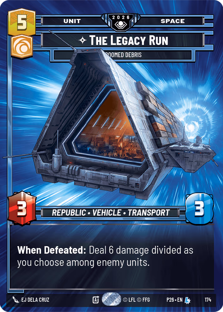 The Legacy Run - Doomed Debris P26-174 GC Silver Pack Star Wars Unlimited card