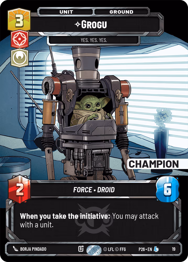 Grogu - Yes. Yes. Yes. P26-19 Store Showdown Champion Star Wars Unlimited card