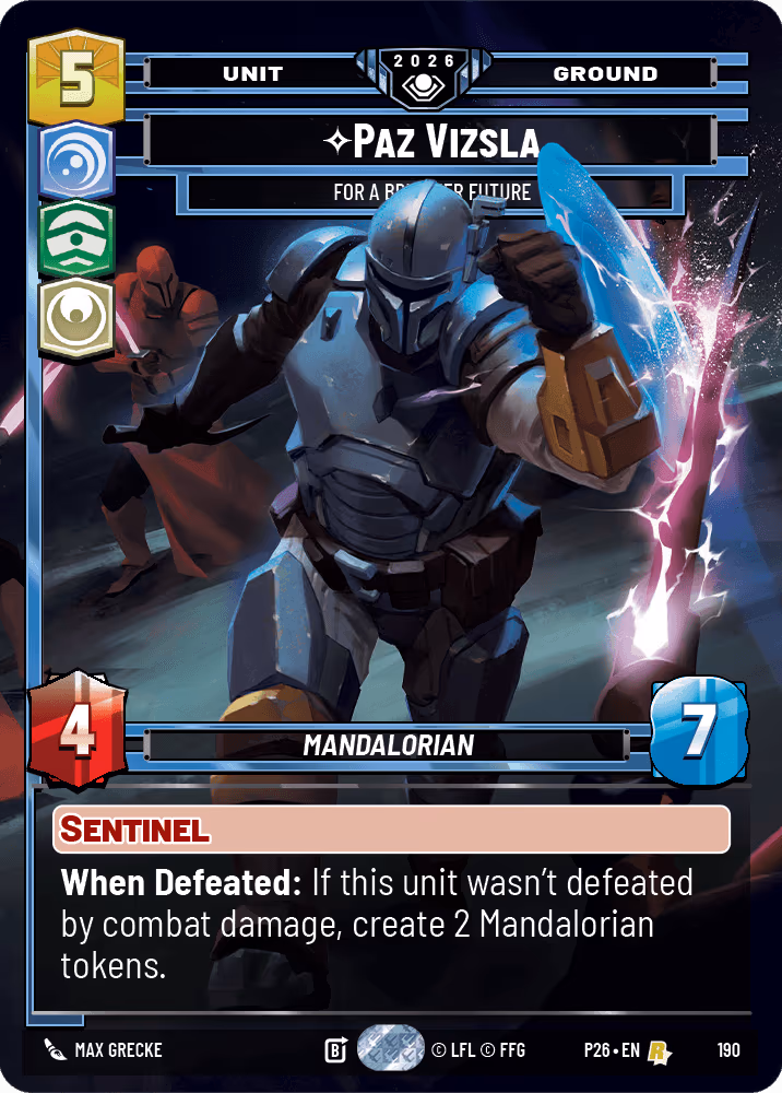 Paz Vizsla - For a Brighter Future P26-190 Star Wars Unlimited card